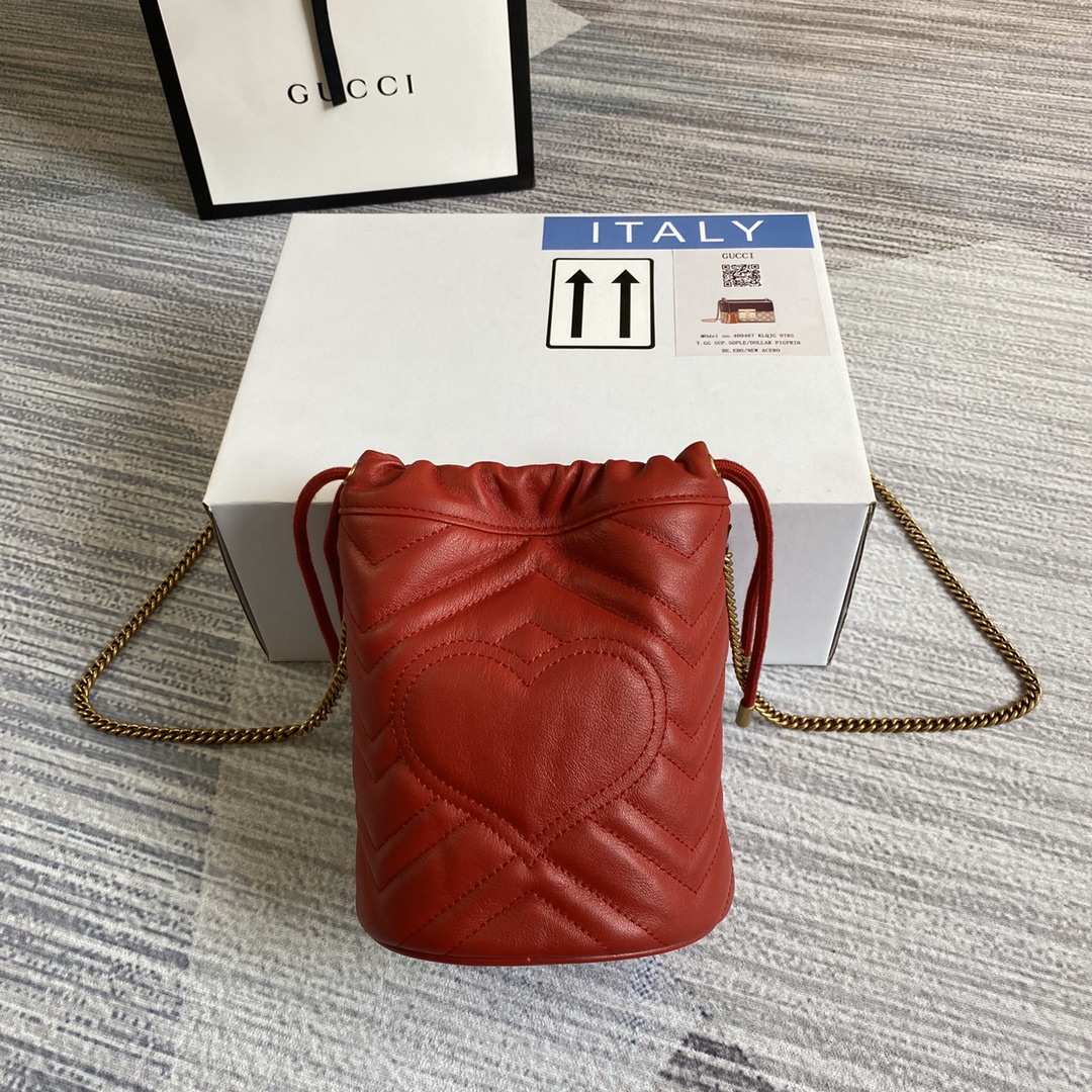 Gucci GG Marmont Mini Bucket Bag Shoulder Bag 575163 Red